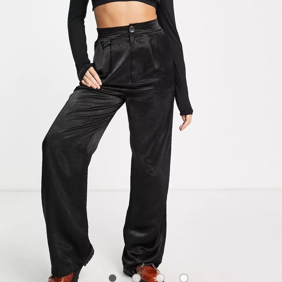 Princess Polly Pants - Black satin pants